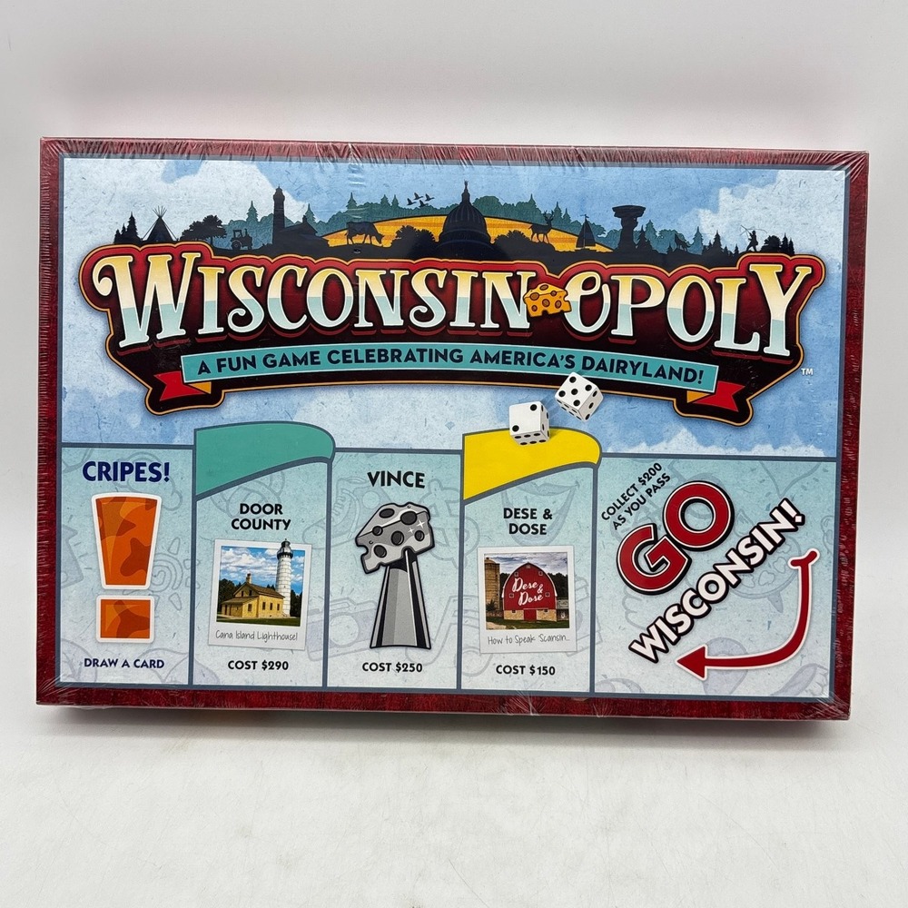 Wisconsin-Opoly Board Game Late For The Sky America's Dairyland Monopoly NEW